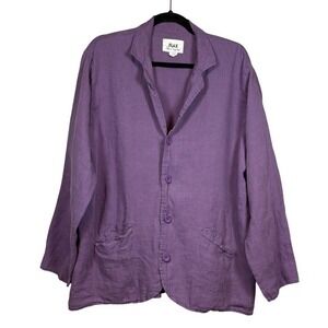 FLAX Women's 100% Linen Lightweight Jacket, Lavender, Size Medium